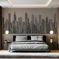 Metropolis Sketch Mural Wallpaper —Modern Architectural Line Art Mural Wallpaper - room preview 02