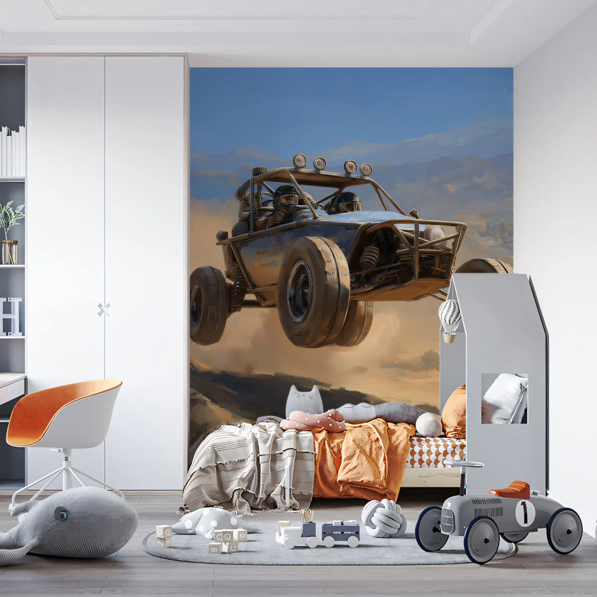 Desert Off-Road Racing Mural Wallpaper — Dynamic Action Scene Mural Wallpaper - room preview 02