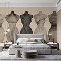 Sculptural Mannequin Line Art Mural — Minimalist Fashion Silhouette Mural Wallpaper - room preview 02