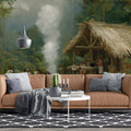 Jungle Settlement Oil Painting Mural Wallpaper — Impressionist Art Mural Wallpaper - room preview 02