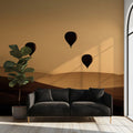 Hot Air Balloon Sunset Hills Mural Wallpaper — Minimalist Landscape Mural Wallpaper - room preview 02