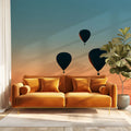 Hot Air Balloon Gradient Mural Wallpaper — Minimalist Sunset Sky Mural Wallpaper - room preview 02