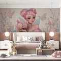 Flower Fairy Anime Girl Mural Wallpaper — Whimsical Pastel Art Mural Wallpaper - room preview 02