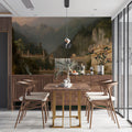 Mythical Palace & Waterfall Mural Wallpaper — Classical Landscape Mural Wallpaper - room preview 02