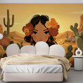 Desert Bloom Portrait Mural Wallpaper — Bohemian Sunset Art Mural Wallpaper - room preview 02