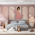 Poppy Meadow Girl Mural Wallpaper — Whimsical Fashion Illustration Mural Wallpaper - room preview 02