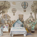 Woodland Friends Mural Wallpaper — Playful Sepia Adventure Mural Wallpaper - room preview 02