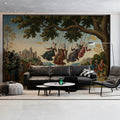 Medieval Courtly Life Mural Wallpaper — Vintage Oil Painting Style Mural Wallpaper - room preview 02