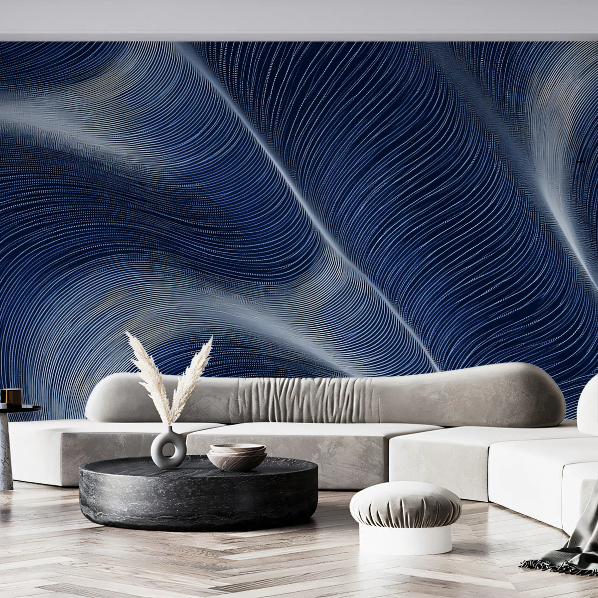 Data Stream Wave Mural Wallpaper — Modern Abstract Geometric Design Mural Wallpaper - room preview 02
