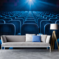 Cinema Premiere Rows Mural Wallpaper — Moody Blue Theater Scene Mural Wallpaper - room preview 02
