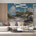 Coastal Lighthouse Path Mural Wallpaper — Impressionistic Landscape Mural Wallpaper - room preview 02