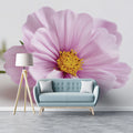 Macro Cosmos Flower Mural Wallpaper — Soft Minimalist Floral Mural Wallpaper - room preview 02