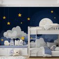Hanging Stars and Moon Night Sky Mural Wallpaper — Whimsical Decor Mural Wallpaper - room preview 02