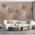 Origami Star Garland Mural Wallpaper — Soft Nordic Festive Design Mural Wallpaper - room preview 02