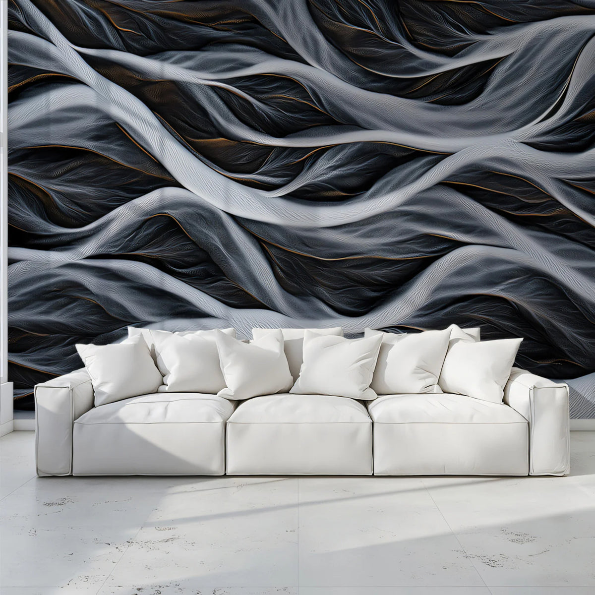 Braided River Aerial Abstract Mural Wallpaper — Minimalist Decor Mural Wallpaper - room preview 02