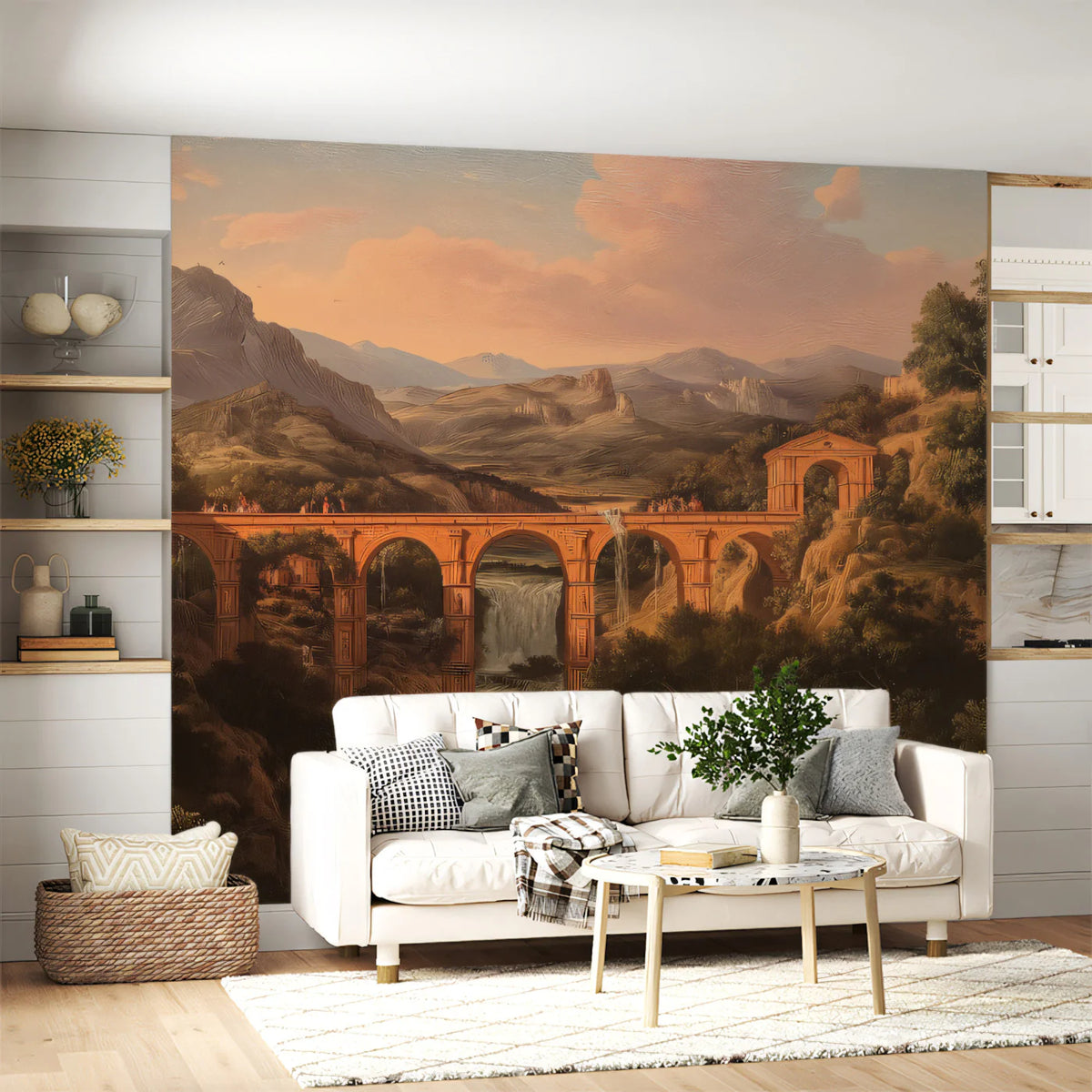Classical Roman Aqueduct Landscape Mural Wallpaper - room preview 02
