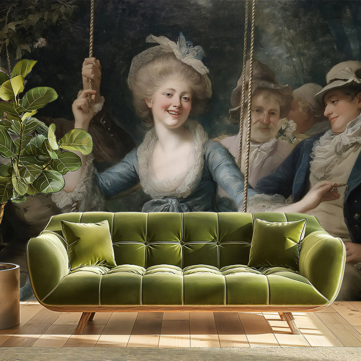 Rococo Garden Scene Mural Wallpaper — Historical Art Reproduction Mural Wallpaper - room preview 02