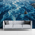 Glacial River Aerial Landscape Mural Wallpaper — Moody Blue Mural Wallpaper - room preview 02