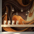 Molten Caramel Marble Mural Wallpaper — Fluid Abstract Design Mural Wallpaper - room preview 02