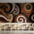 Embroidered Swirl Mural Wallpaper — Textured Copper and Charcoal Mural Wallpaper - room preview 02
