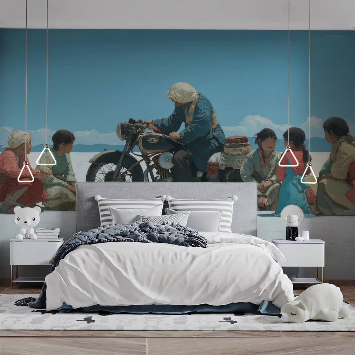 Nomadic Salt Flat Travelers Mural Wallpaper — Cinematic Adventure Mural Wallpaper - room preview 02