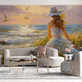 Coastal Impressionist Seaside Mural Wallpaper — Summer Morning Scene Mural Wallpaper - room preview 02