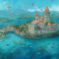 Fantastical Island Kingdom Mural Wallpaper — Whimsical Coastal Art Mural Wallpaper - room preview 02