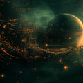Celestial Symphony Mural Wallpaper — Abstract Cosmic Design Mural Wallpaper - room preview 02