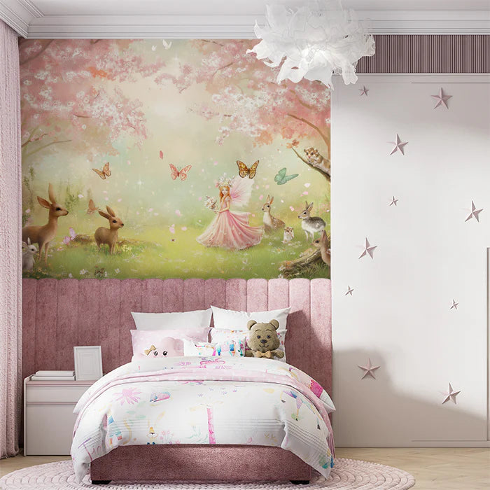 Enchanted Fairy Forest Mural Wallpaper — Whimsical Nature Scene Mural Wallpaper - room preview 02