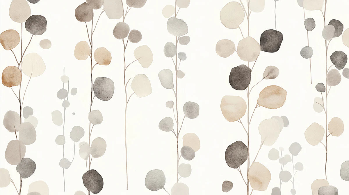 Watercolor Botanical Leaf Mural Wallpaper — Modern Neutral Mural Wallpaper - room preview 02