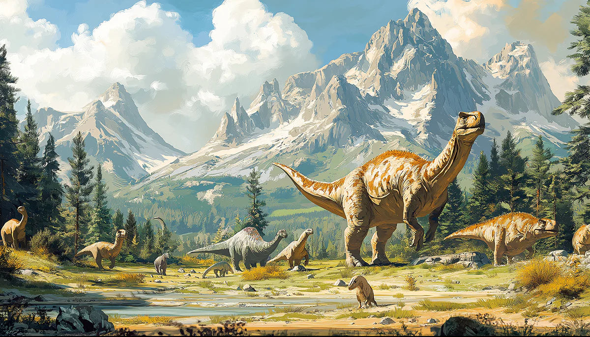 Realistic Dinosaur Mural Wallpaper in Playroom Various Colors (Brown, Green, Blue, etc.) of Dinosaur Mural Wallpaper - room preview 02