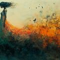 Ethereal Autumn Forest Woman Mural Wallpaper — Artistic Whimsy Mural Wallpaper - room preview 02