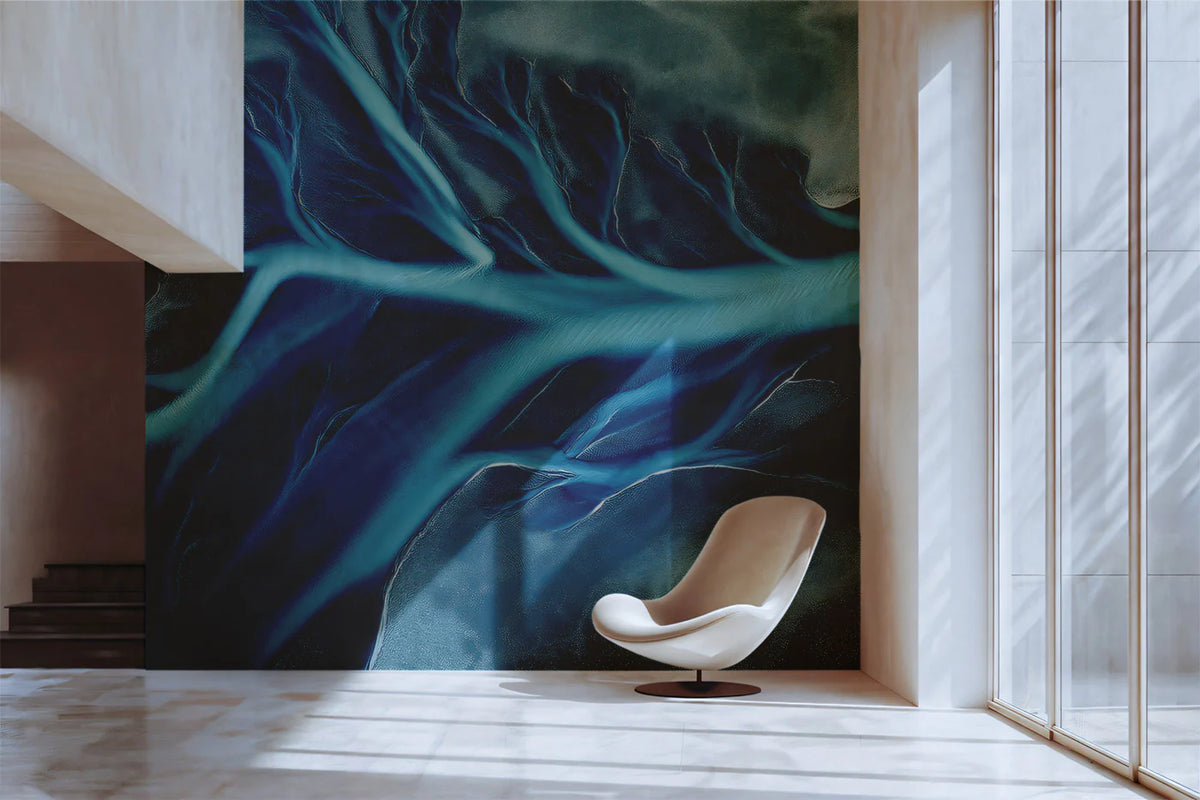 Aerial River Delta Mural Wallpaper — Fluid Nature Art Mural Wallpaper - room preview 02