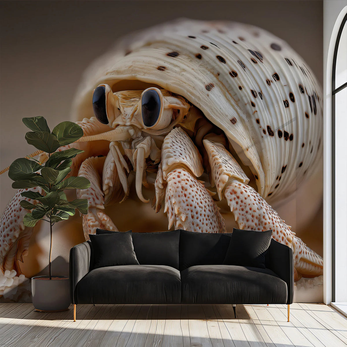 Macro Hermit Crab Mural Wallpaper — Coastal Nature Photography Mural Wallpaper - room preview 02