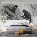 Monkeys in the Canopy Pencil Sketch Mural Wallpaper - room preview 02