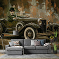 Charlie Chaplin Classic Car Mural Wallpaper — Vintage Cinematic Art Mural Wallpaper - room preview 02