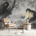 Vintage Jungle Monkey Mural Wallpaper —Etched Botanical Style Mural Wallpaper - room preview 02