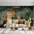 Garden Masquerade Mural Wallpaper — Surreal Storybook Illustration Mural Wallpaper - room preview 02