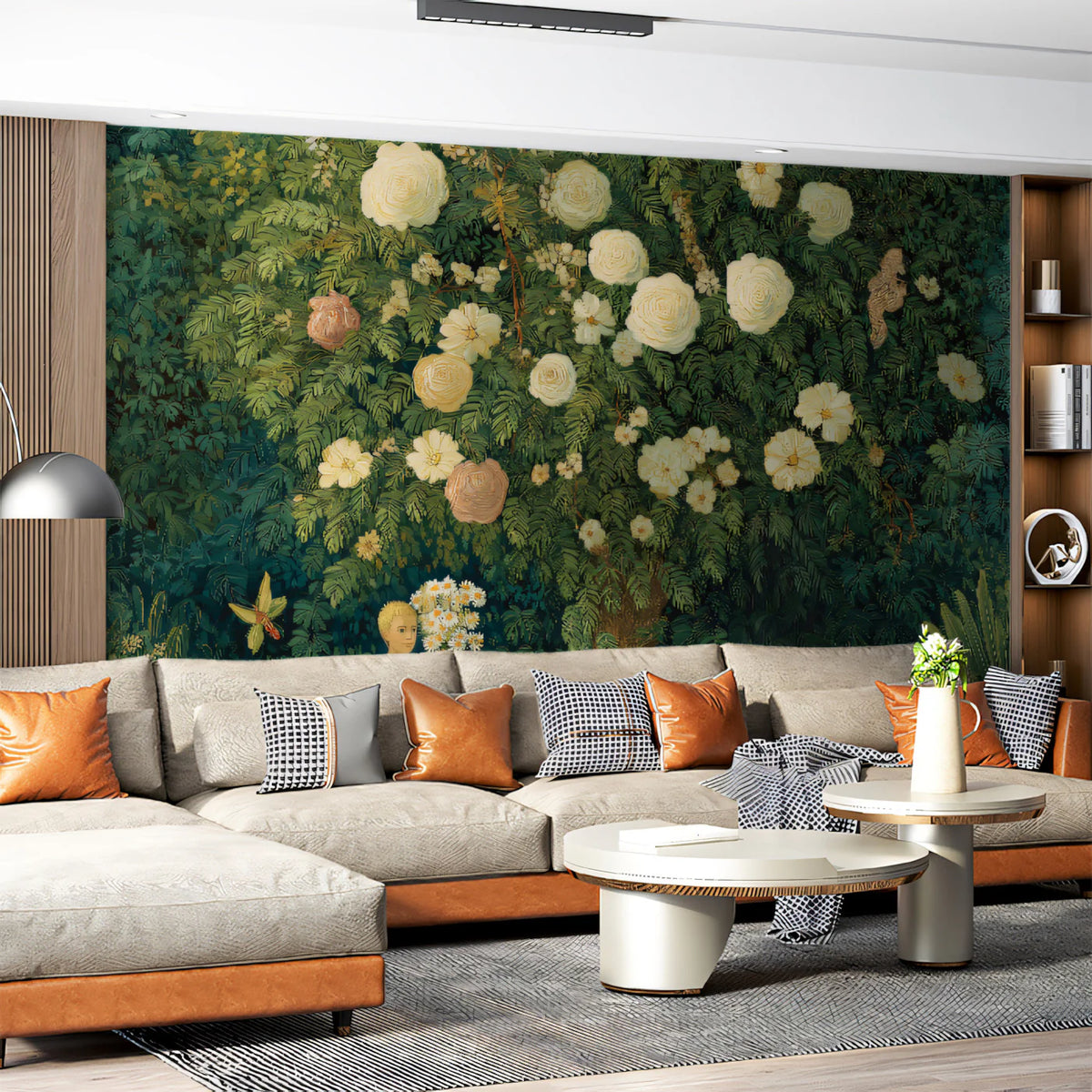 Vintage Storybook Garden Mural Wallpaper — Whimsical Floral Scene Mural Wallpaper - room preview 02