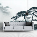 Ink Wash Mountain Mural Wallpaper — Traditional Zen Landscape Mural Wallpaper - room preview 02
