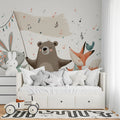 Forest Friends Parade Mural Wallpaper — Whimsical Children's Design Mural Wallpaper - room preview 02