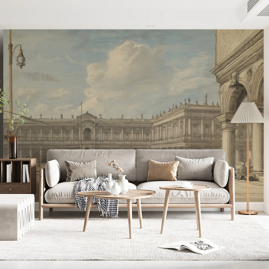 Venezianischer Markusplatz Wandtapete – Wandtapete mit Vintage-Skizzenkunst
