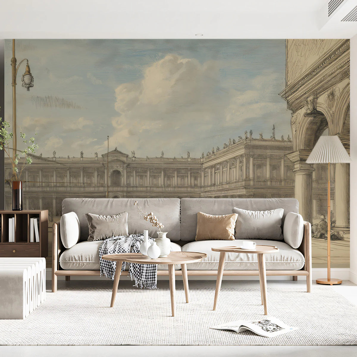 Venetian St. Mark's Square Mural Wallpaper — Vintage Sketch Art Mural Wallpaper - room preview 02