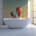 Floating Hot Air Balloon Landscape Mural — Minimalist Pastel Decor Mural Wallpaper - room preview 02