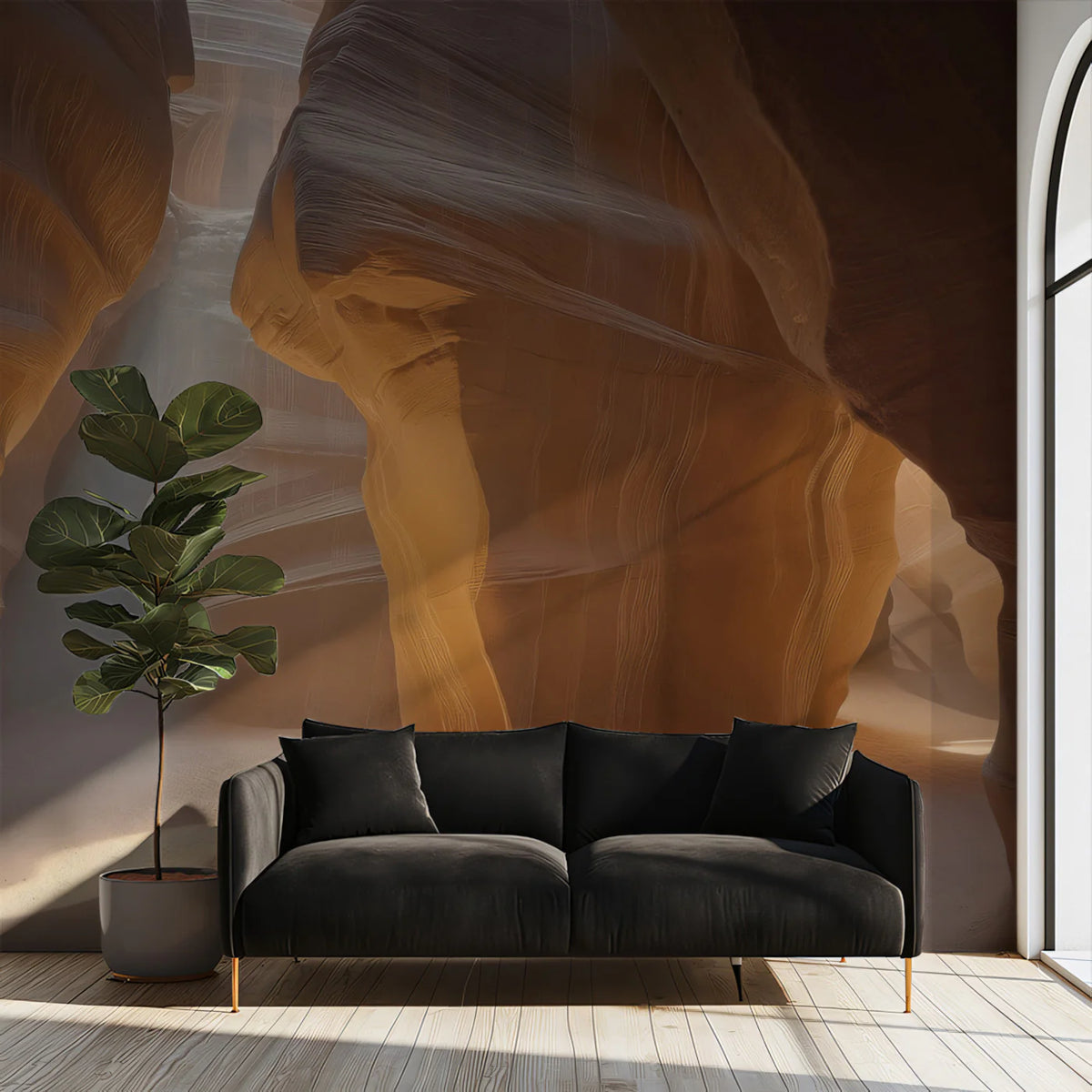 Antelope Canyon Sandstone Mural Wallpaper — Organic Desert Curves Mural Wallpaper - room preview 02