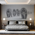 Snow Monkey Winter Landscape Mural Wallpaper — Minimalist Photography Mural Wallpaper - room preview 02