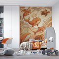 Fantasy Marine Kingdom Mural Wallpaper — Whimsical Gold and Sepia Mural Wallpaper - room preview 02