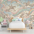 Winged Unicorns and Pastel Rainbows Mural Wallpaper — Whimsical Decor Mural Wallpaper - room preview 02