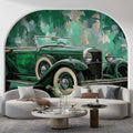 Vintage Emerald Convertible Oil Painting Mural Wallpaper - room preview 02