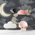 Starry Bunny and Owl Night Sky Mural Wallpaper — Whimsical Decor Mural Wallpaper - room preview 02